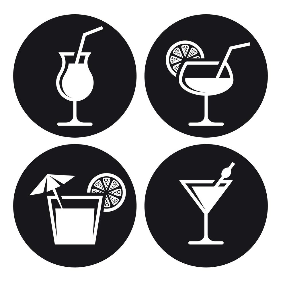 cocktail pictogrammen set. wit Aan een zwart achtergrond vector