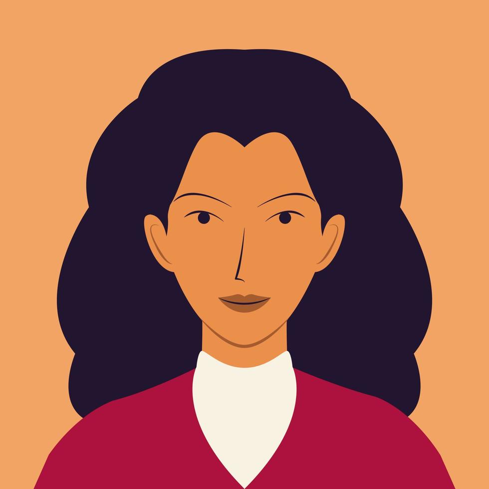 portret van een mooi Latijns Amerikaans vrouw. avatar voor sociaal media. vlak vector illustratie