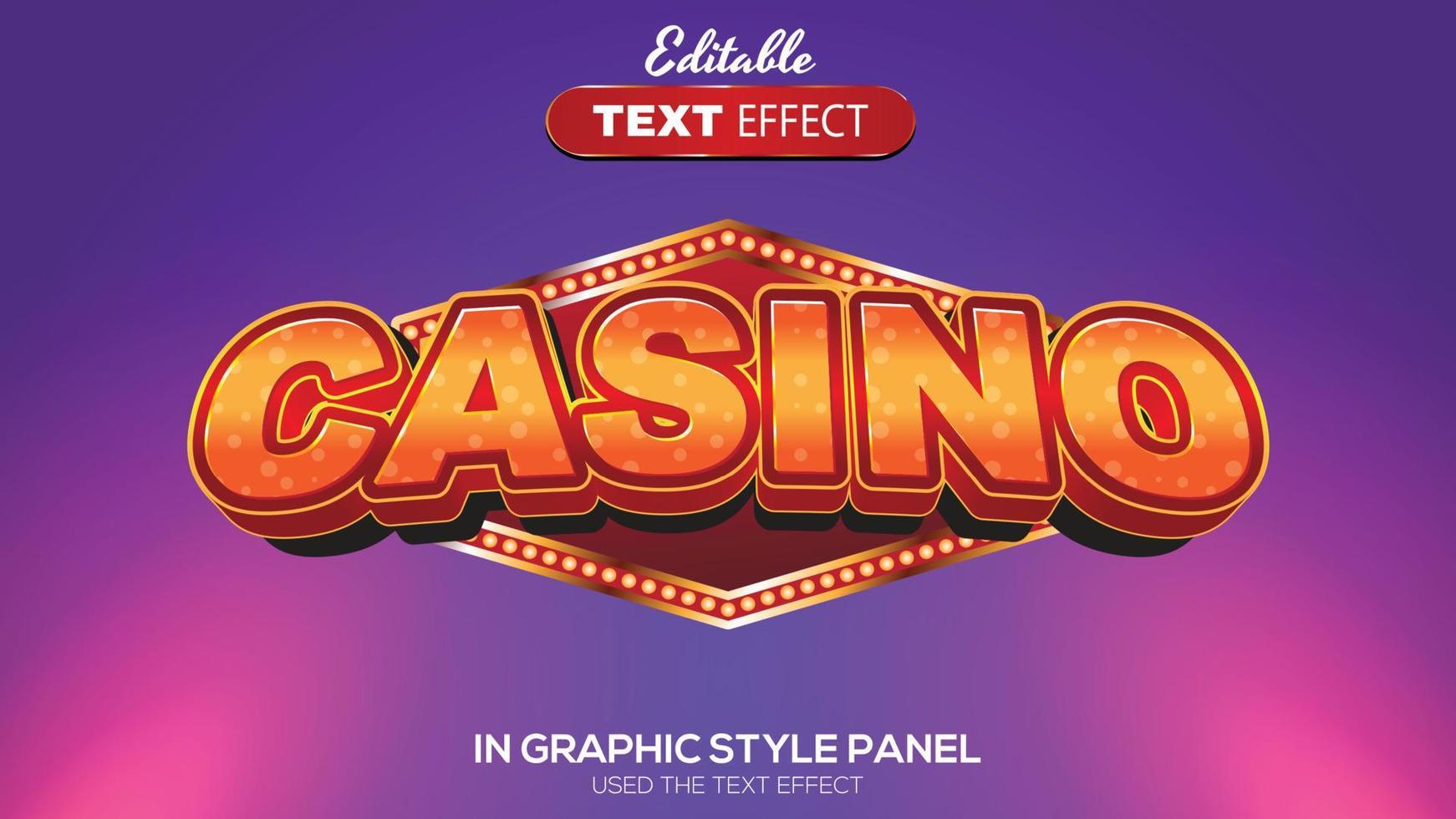 3d bewerkbare tekst effect casino thema vector