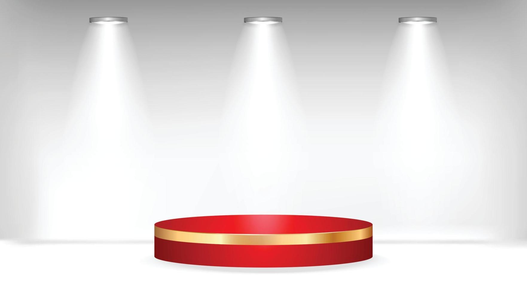 rood podium Aan licht achtergrond met schijnwerpers verlichte illustratie vector
