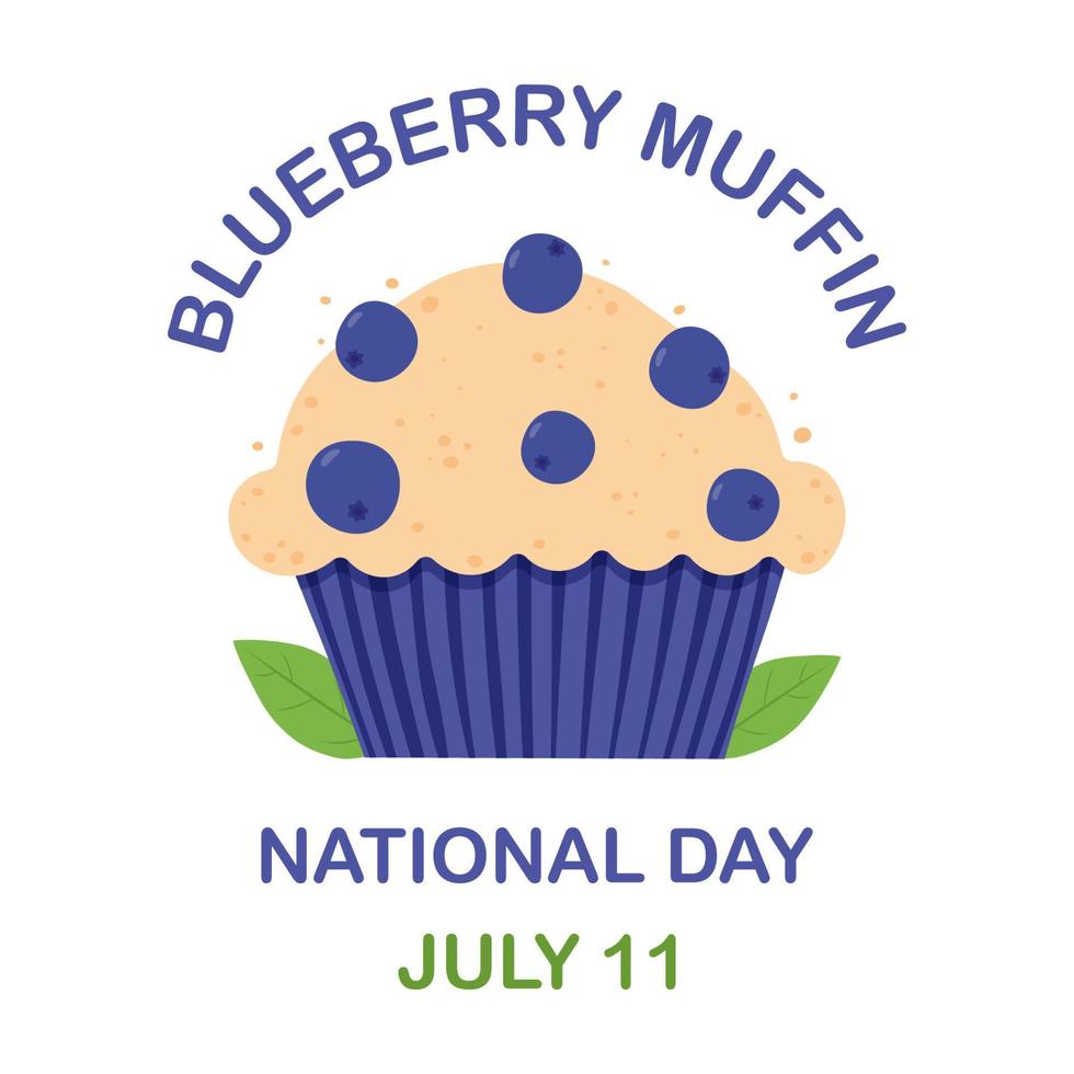 nationaal bosbes muffin dag juli 11. geïsoleerd vector illustratie Aan wit achtergrond.