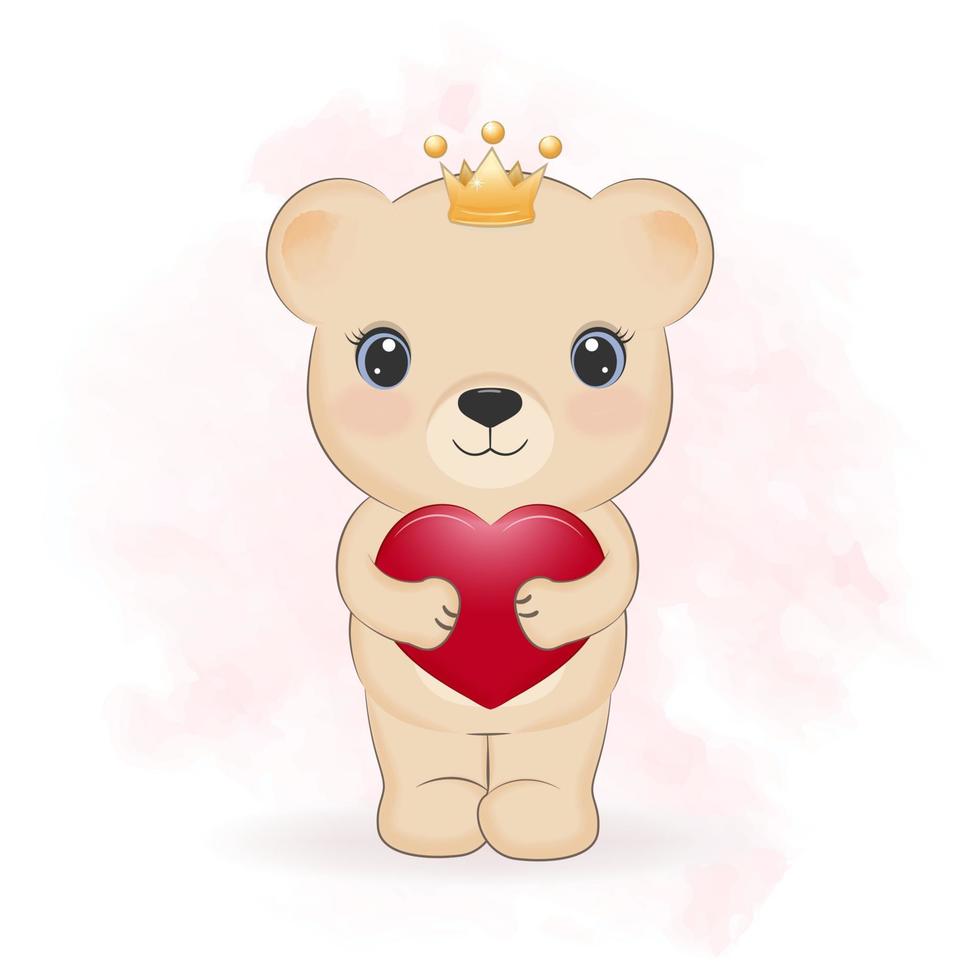 schattig teddy beer en hart, Valentijnsdag dag concept illustratie vector