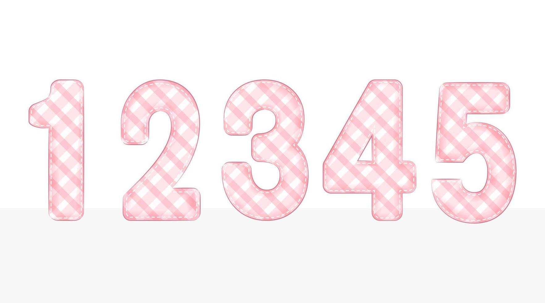 roze plaid aantal 1 naar 5 reeks illustratie vector