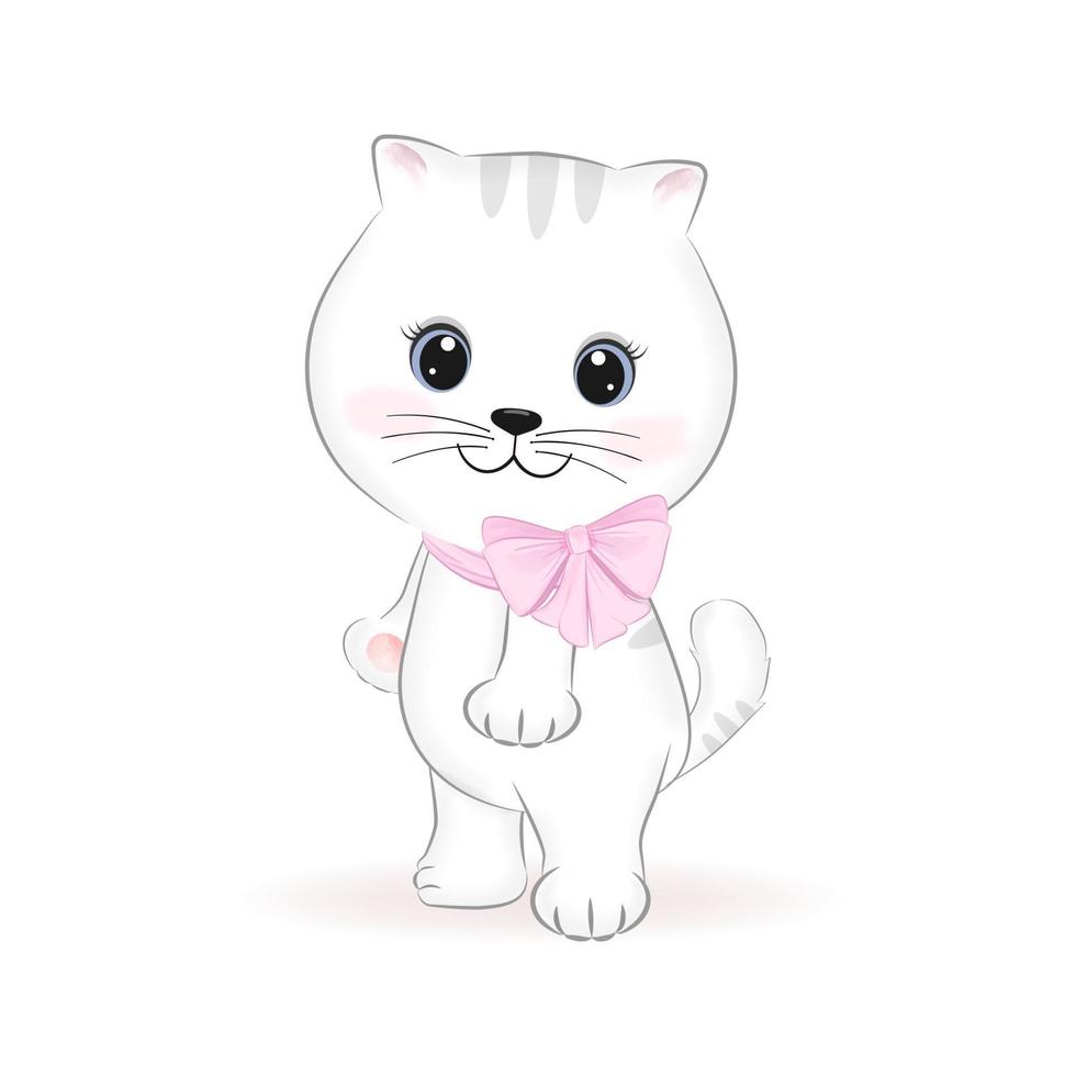 schattig weinig wit kat, dier tekenfilm illustratie vector