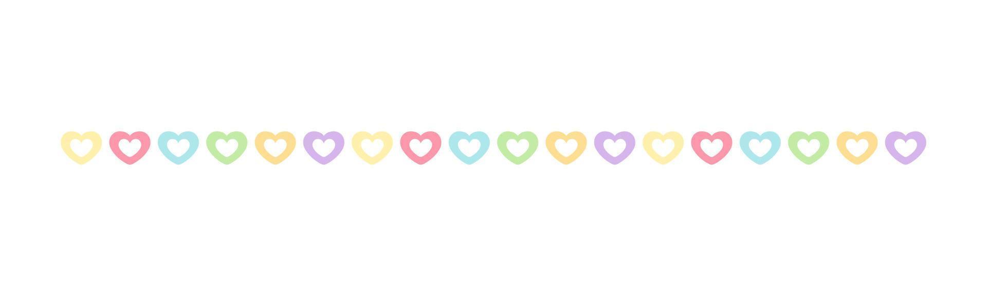 pastel harten patroon grens scheidingsteken. valentijnsdag romantisch gemakkelijk vlak clip art vector illustratie