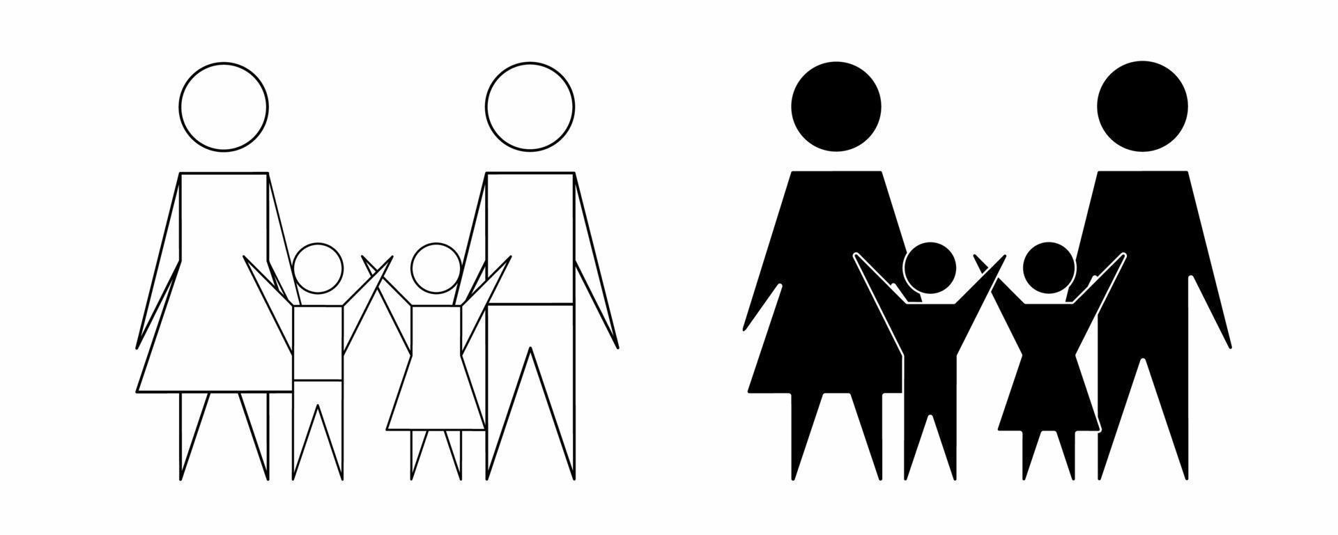 schets silhouet gelukkig familie icoon reeks geïsoleerd Aan wit achtergrond vector