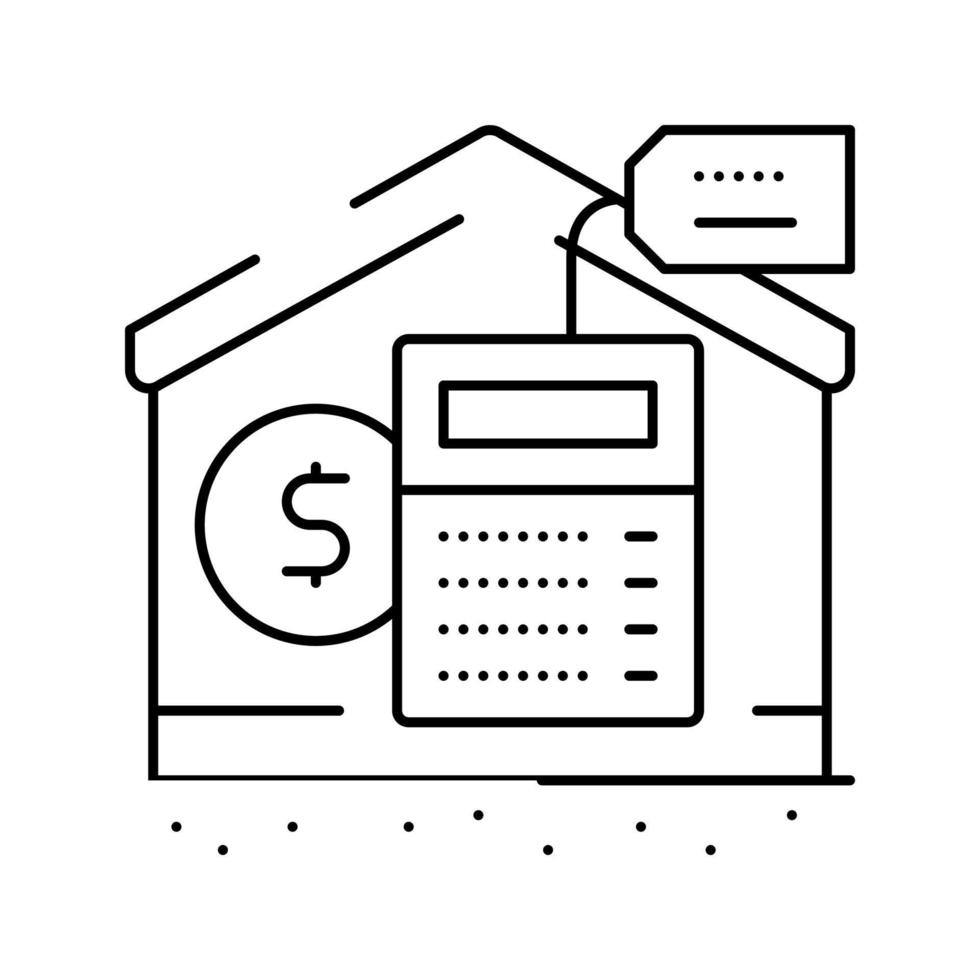 rekenmachine betaling eigendom landgoed huis lijn icoon vector illustratie