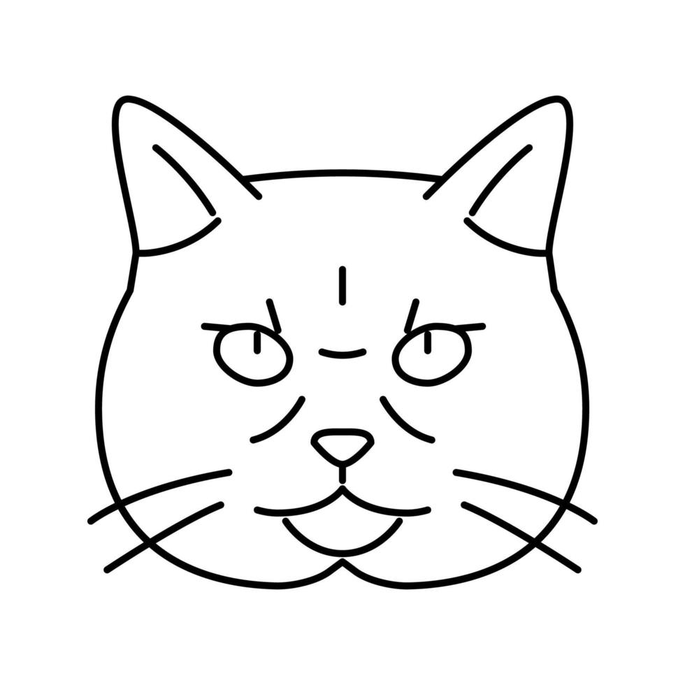 Brits kort haar kat schattig huisdier lijn icoon vector illustratie