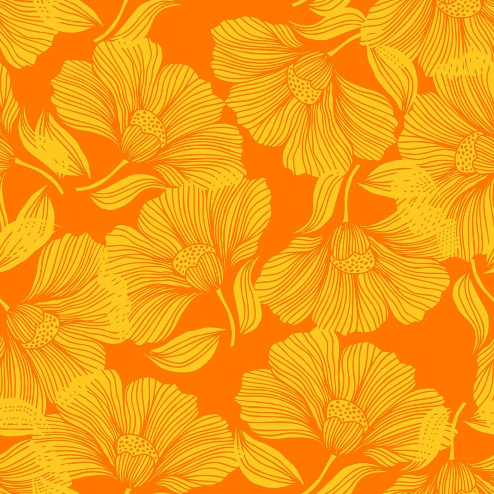 abstract bloem lijn naadloos patroon. delicaat bloemen wijnoogst schets eindeloos achtergrond. retro stijl. vector