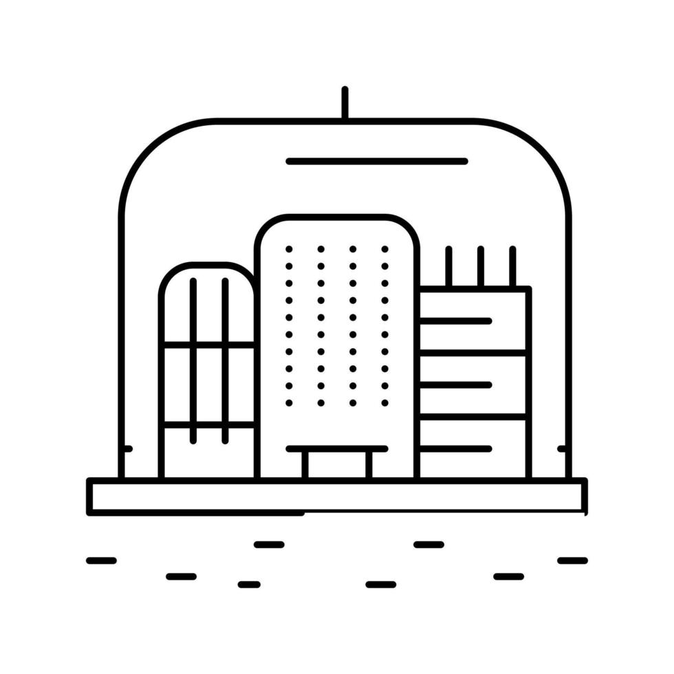 kosmische stad onder koepel lijn pictogram vectorillustratie vector