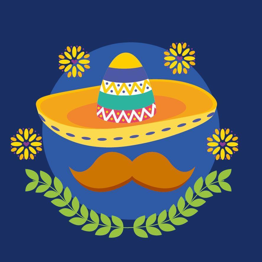 Mexicaanse hoed en snor vector ontwerp