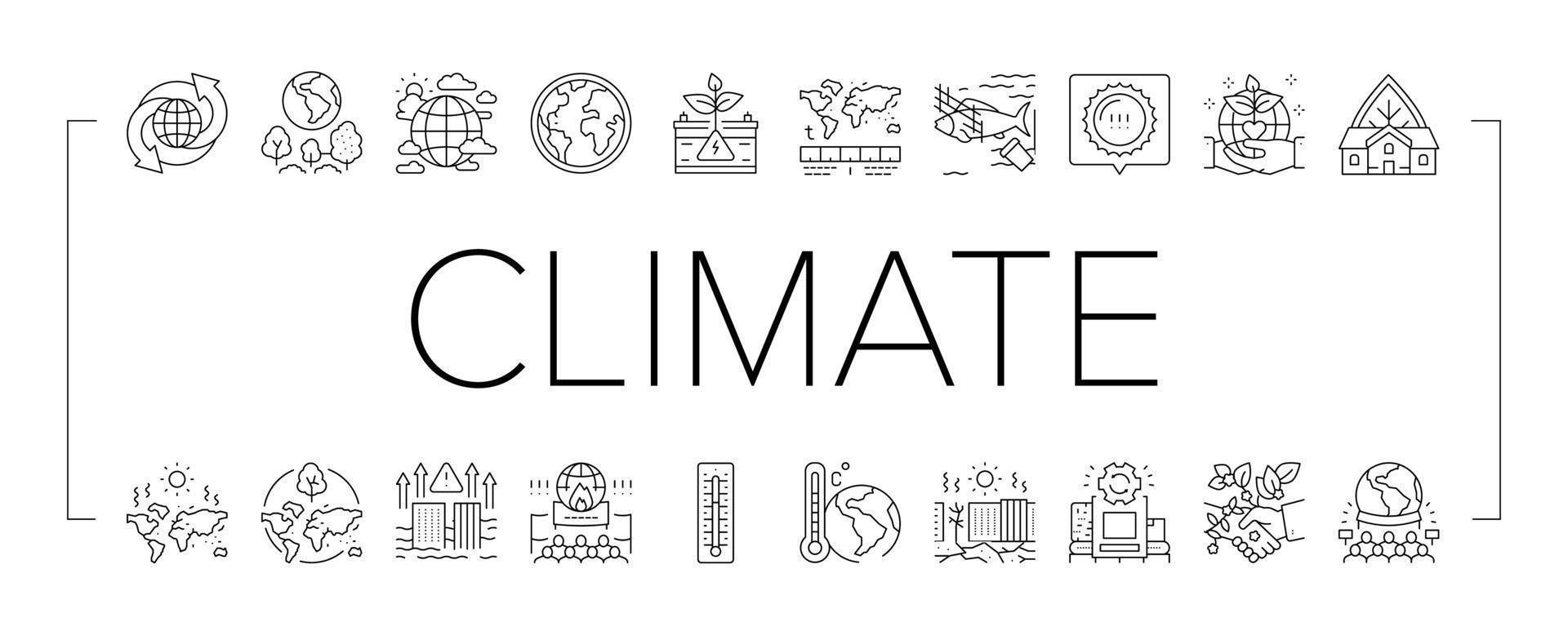 klimaatverandering en milieu pictogrammen instellen vector