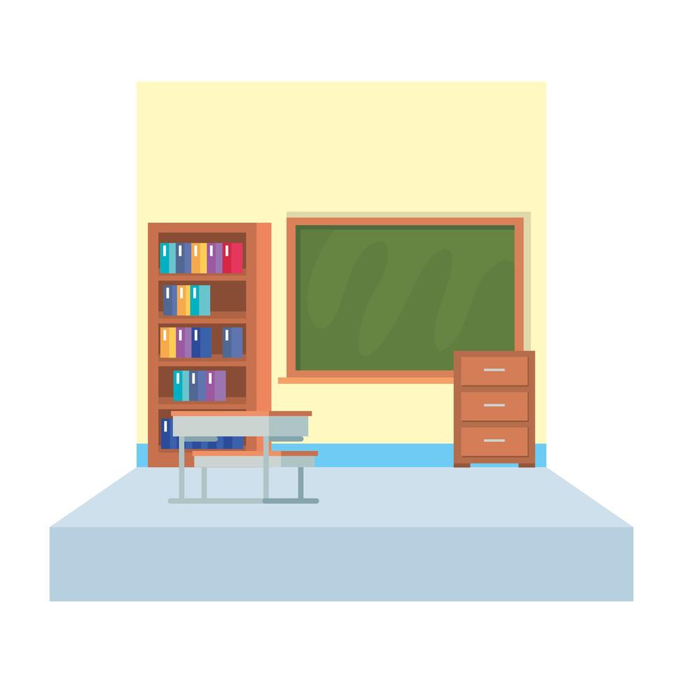 klaslokaal met schoolbordscène vector