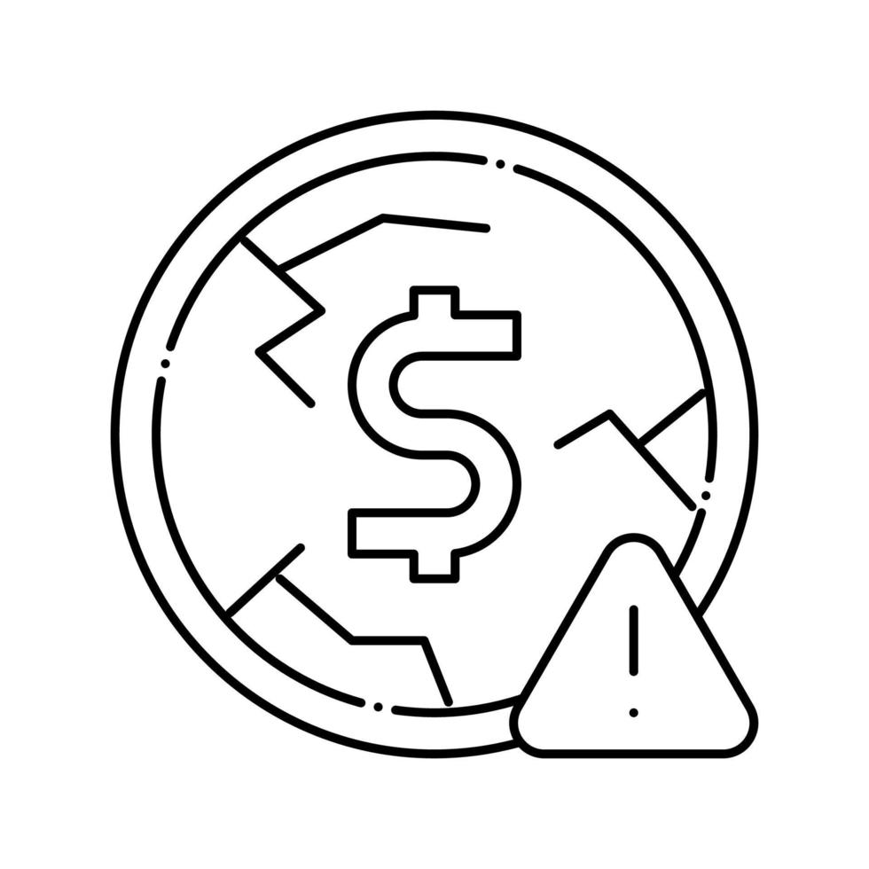 deflatie geld lijn pictogram vectorillustratie vector