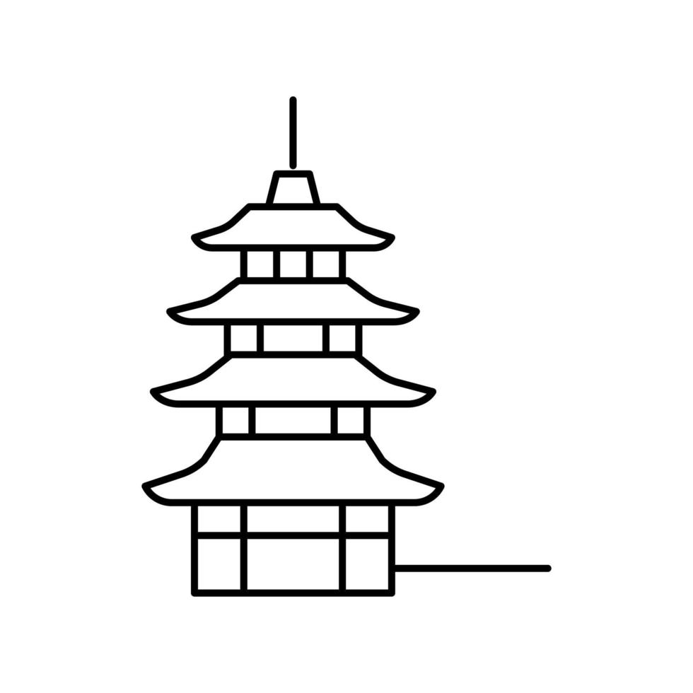 pagode Azië rooilijn pictogram vectorillustratie vector