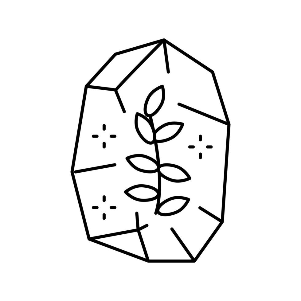 steen met plant boho lijn pictogram vectorillustratie vector