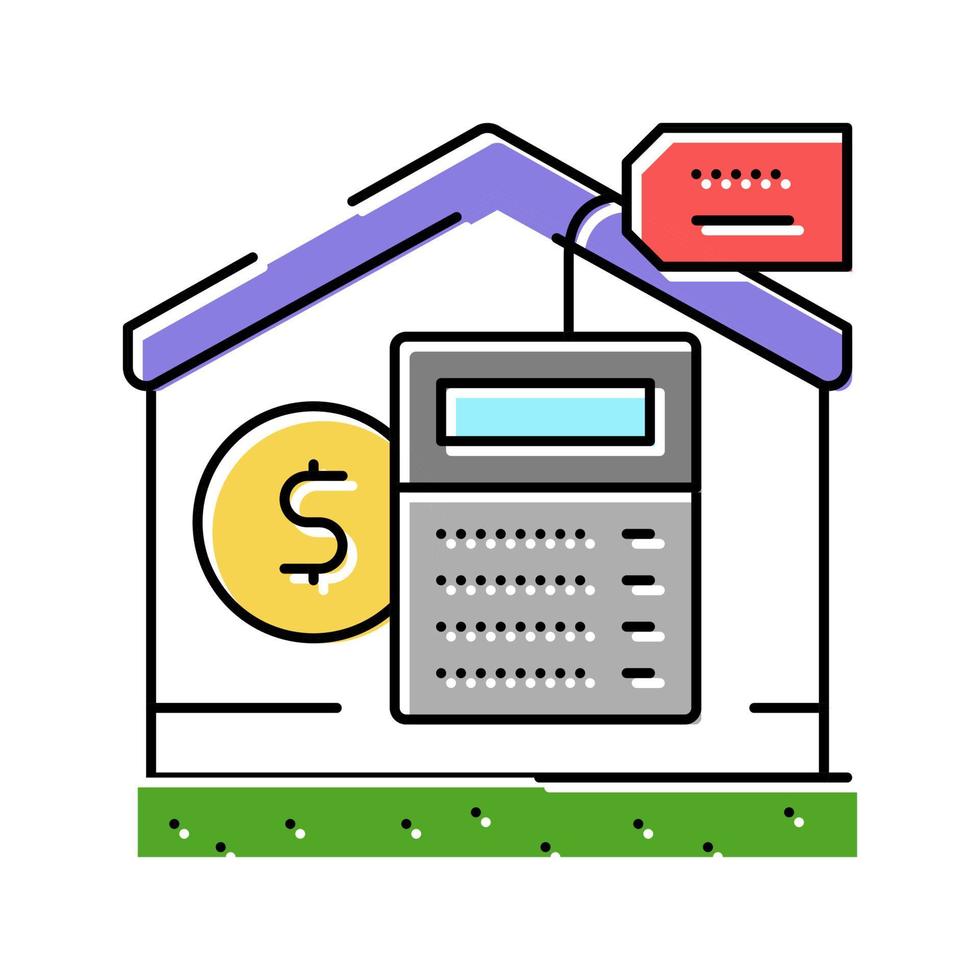 rekenmachine betaling eigendom landgoed huis kleur icoon vector illustratie