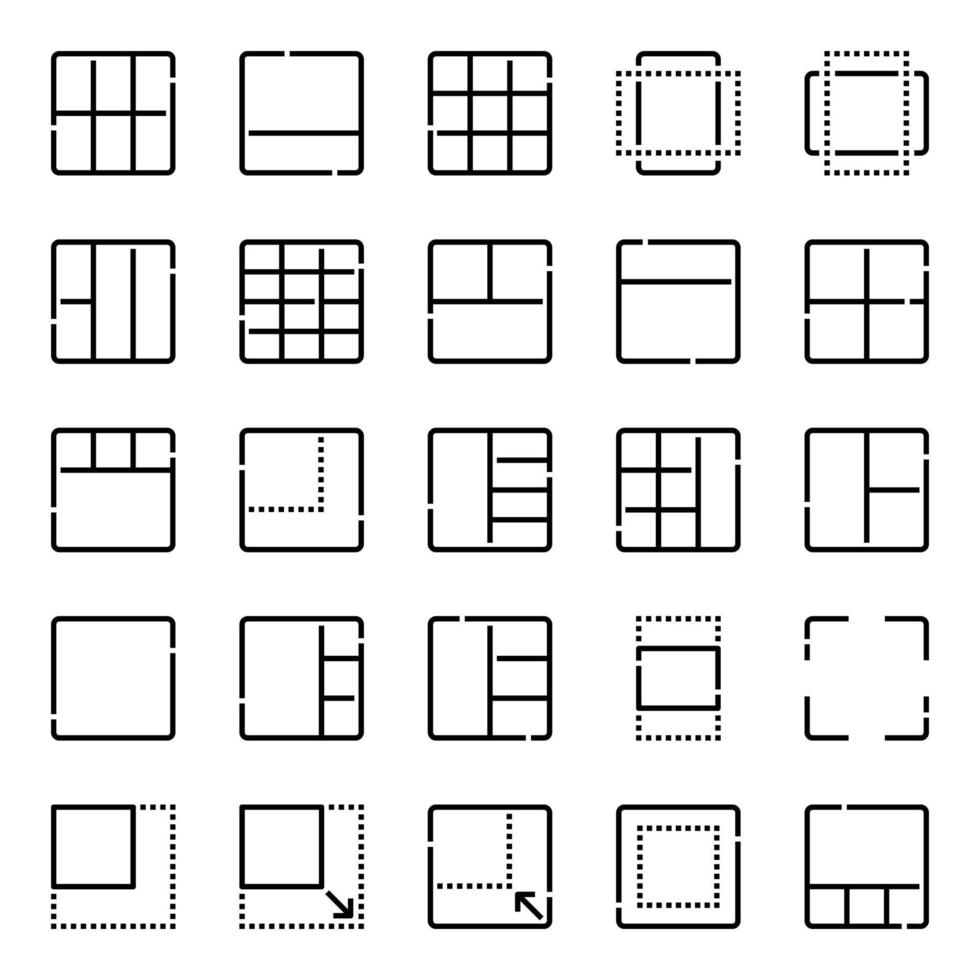 schets pictogrammen voor indeling. vector