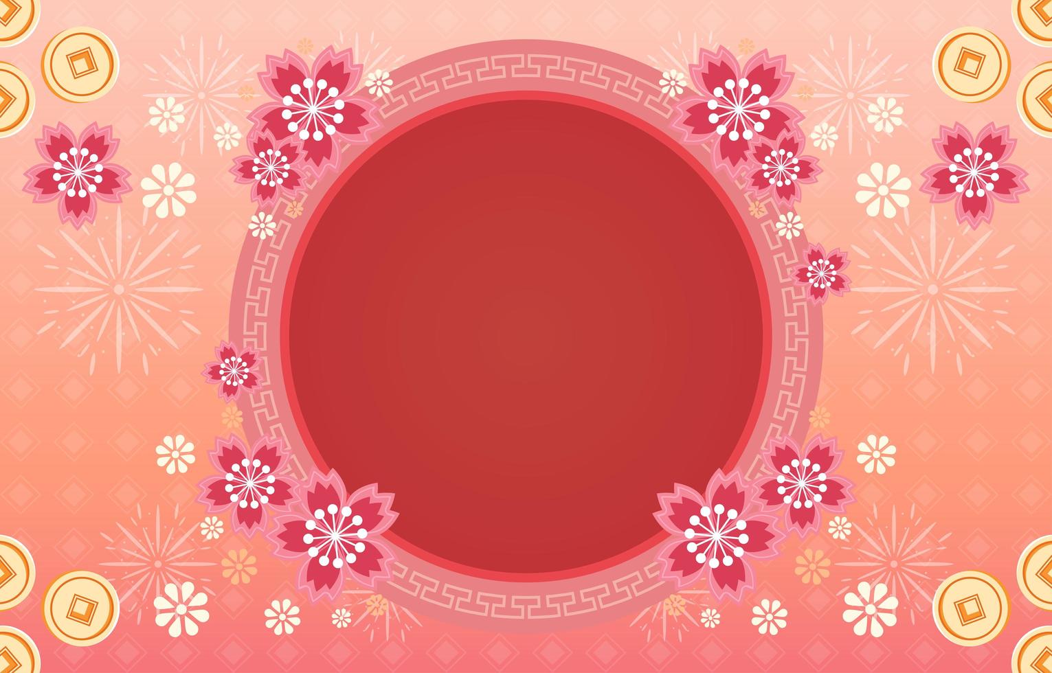 mooi Chinees Nieuwjaar bloem frame vector