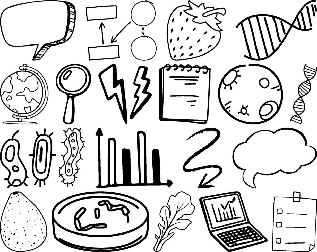 set item en symbool hand getrokken doodle vector