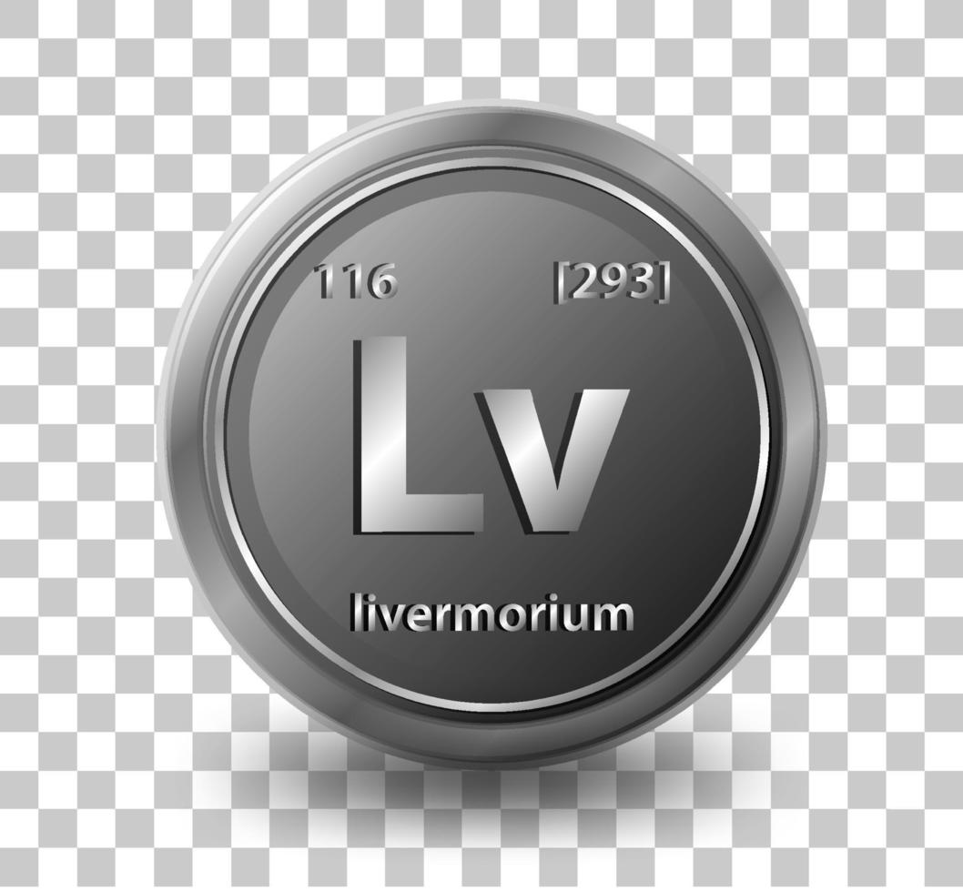 livermorium scheikundig element. chemisch symbool met atoomnummer en atoommassa. vector