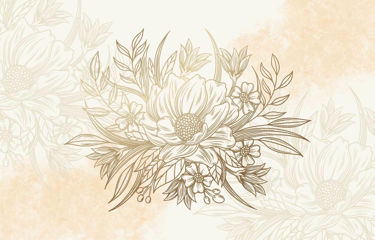 luxe hand getrokken bloemen vector