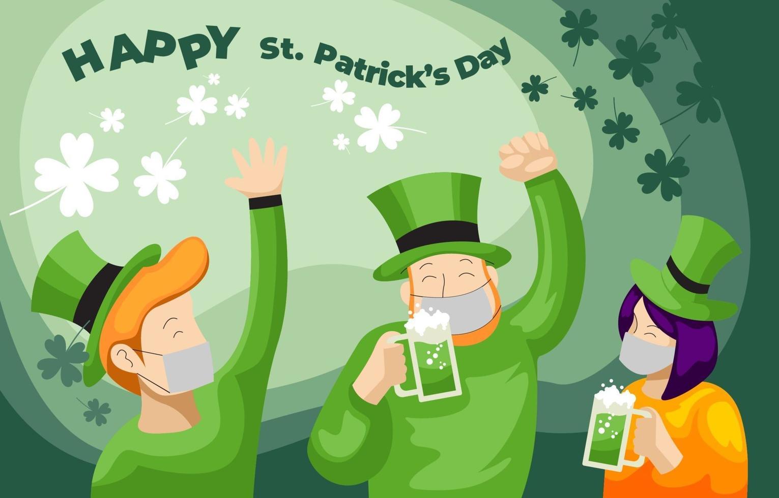 Saint Patrick's Day-feest met covid-protocol vector