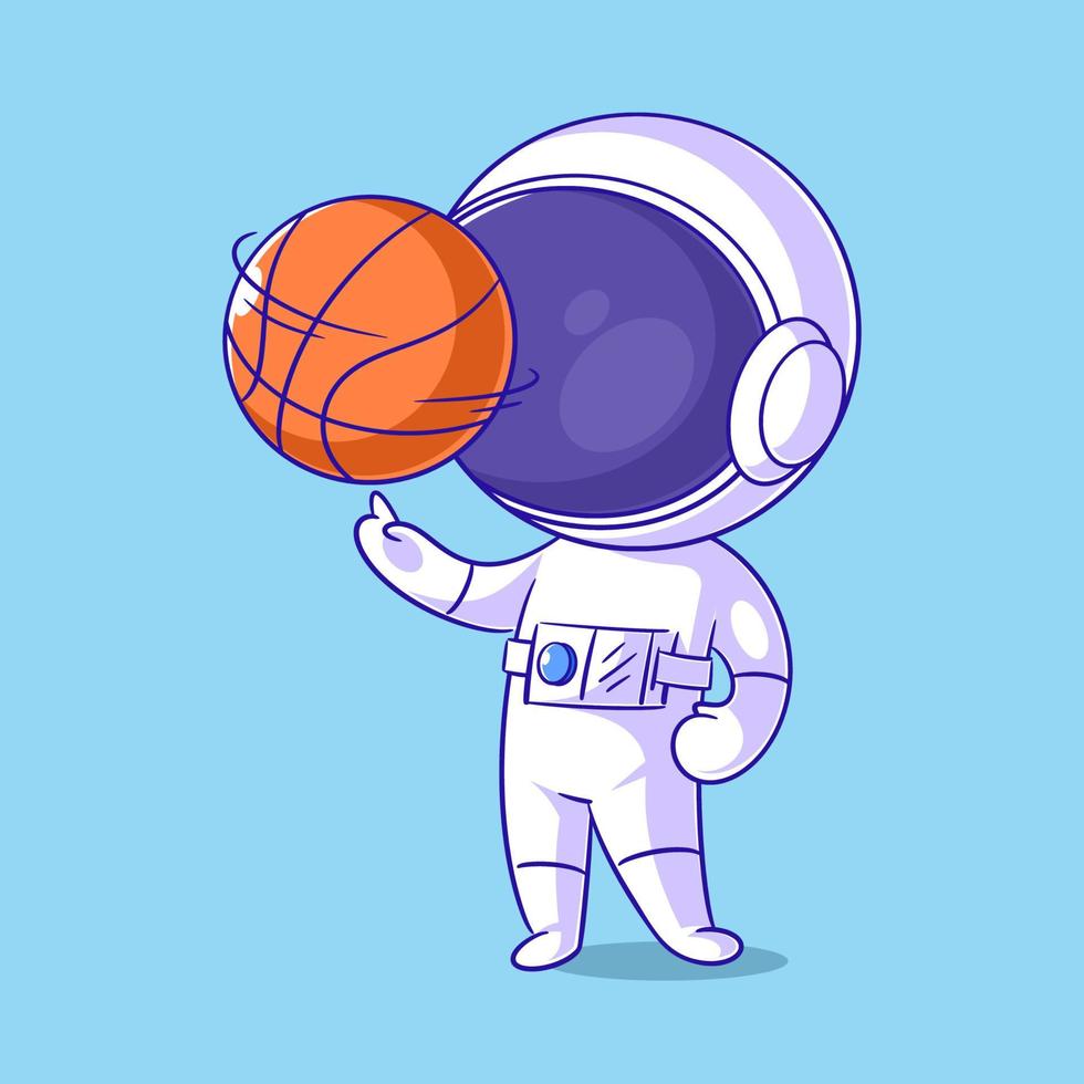 de astronaut is spinnen de basketbal zo Super goed vector