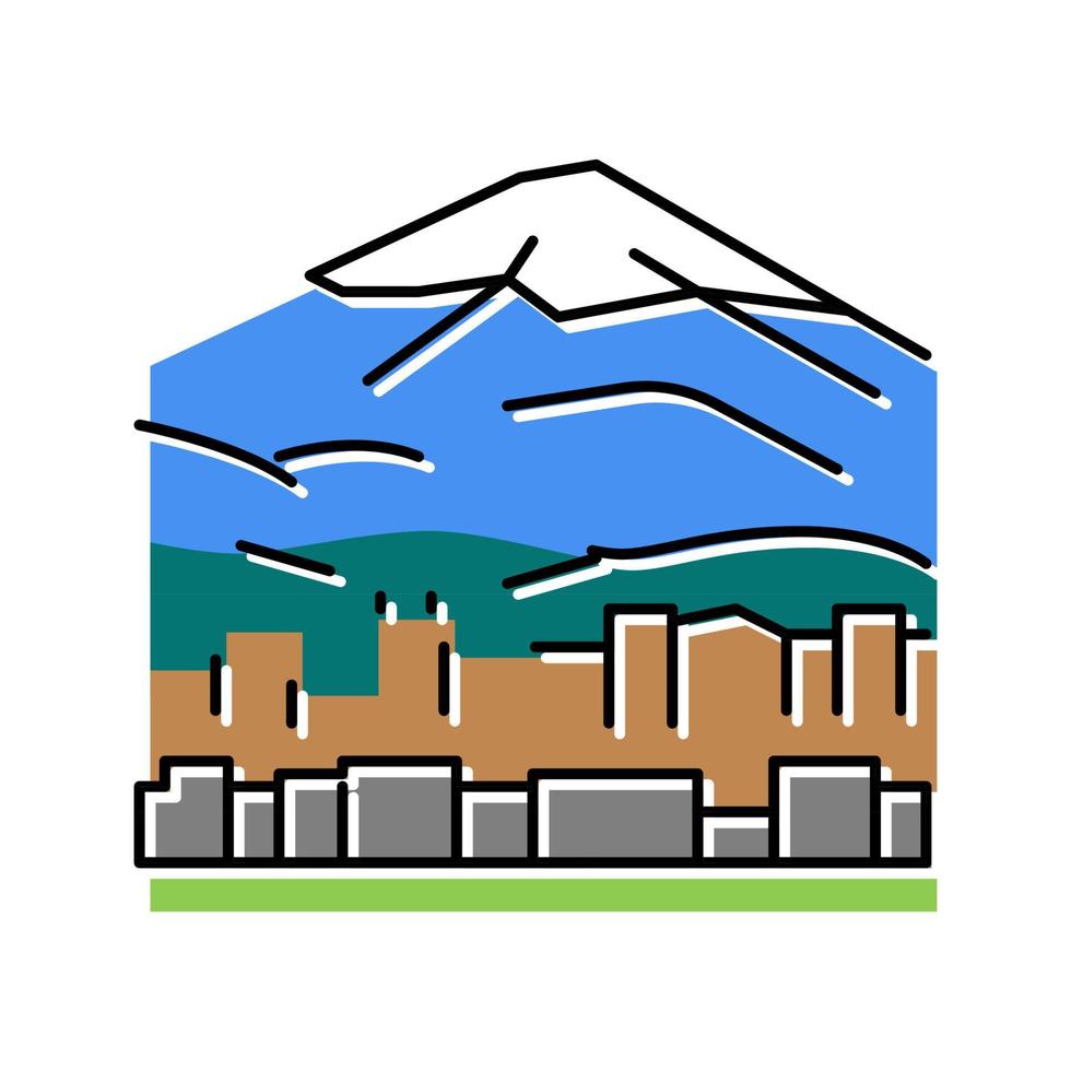 Fujiyama berg kleur pictogram vectorillustratie vector