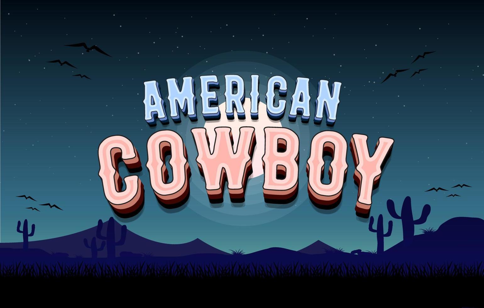 bewerkbare tekst effect, Amerikaans cowboy 3d tekst stijl sjabloon, tekst effect sjabloon, vector tekst effect