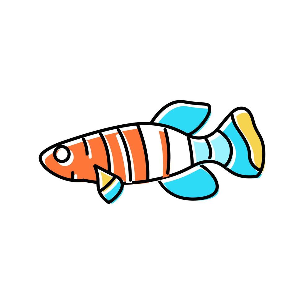 killifish aquarium vissen kleur pictogram vectorillustratie vector