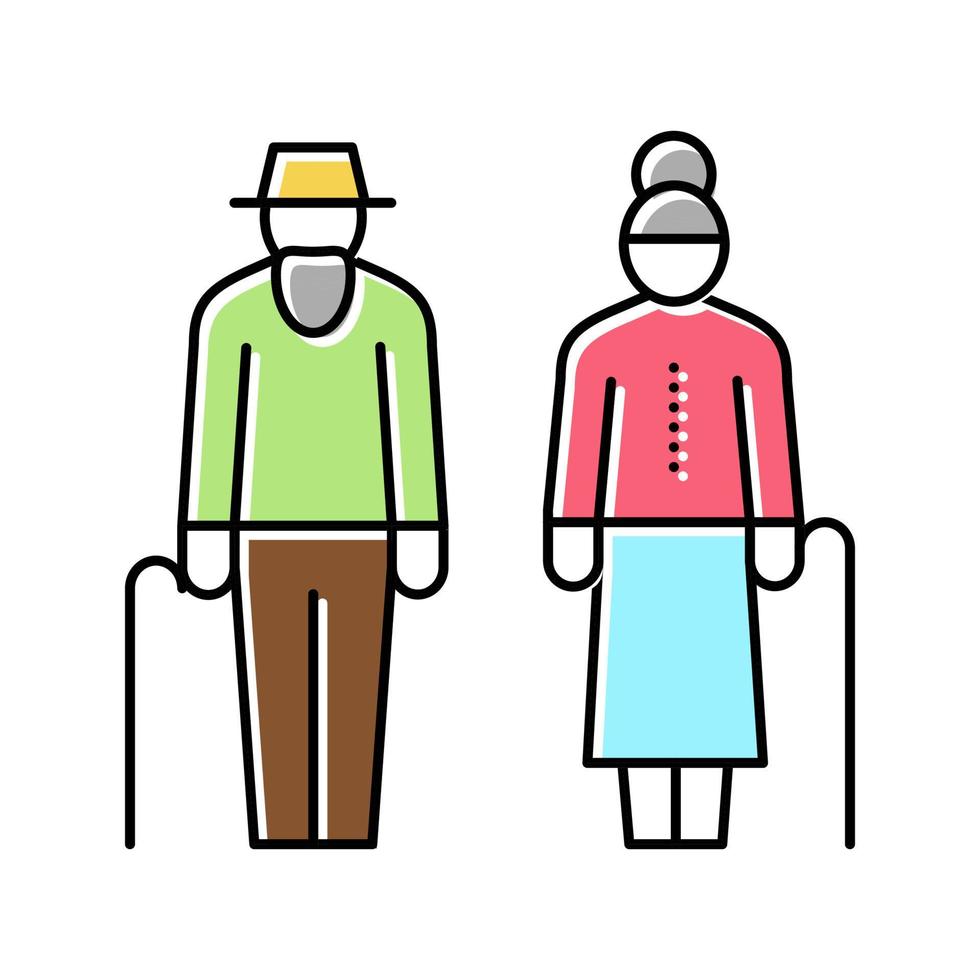 oma en opa lopen samen kleur pictogram vectorillustratie vector