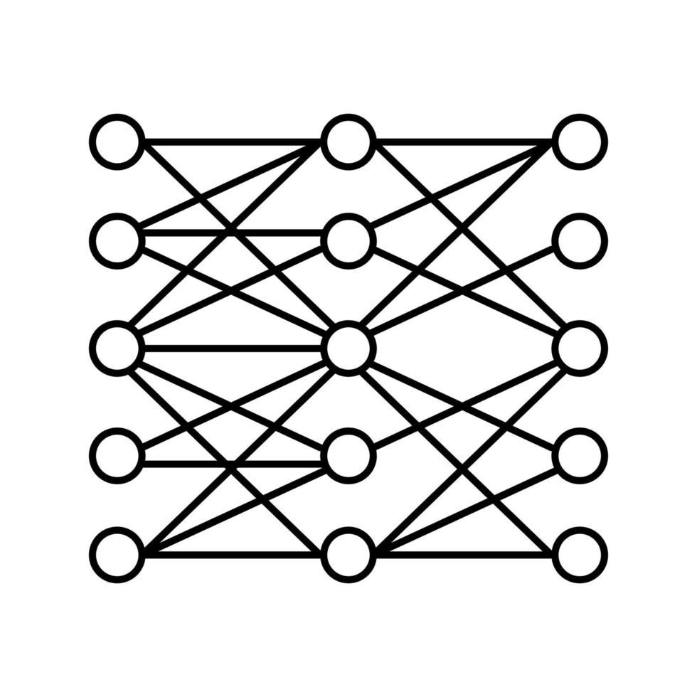 meerlaagse neuraal netwerk lijn pictogram vectorillustratie vector