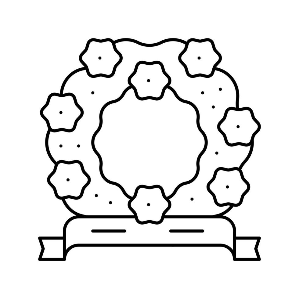 begrafenis krans lijn pictogram vector geïsoleerde illustratie