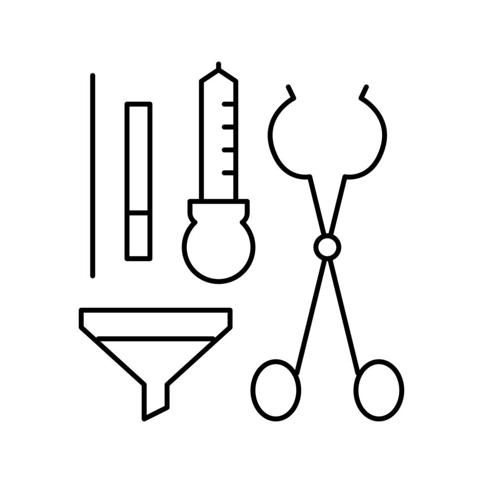 trechter tang druppelaar tools lijn pictogram vector geïsoleerde illustratie