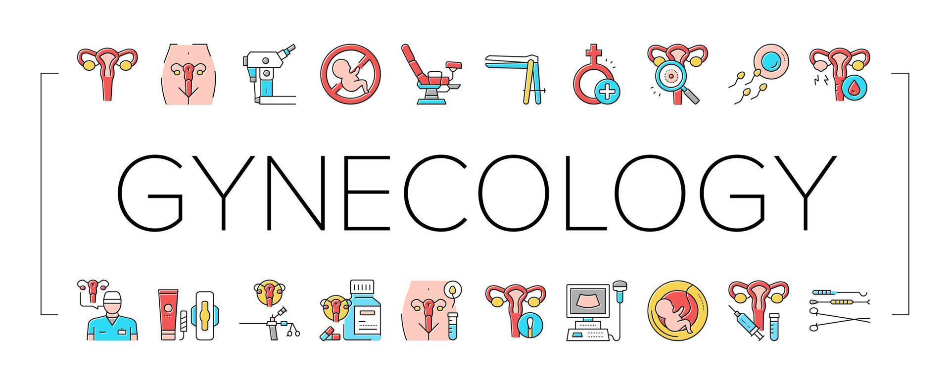 gynaecologie behandeling collectie iconen set vector teken