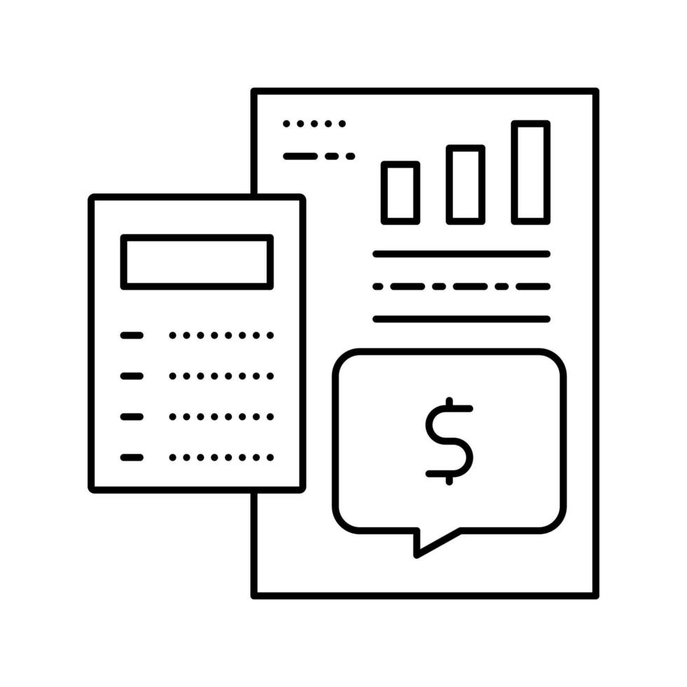 rekenmachine tellen investering rapport lijn pictogram vector geïsoleerde illustratie