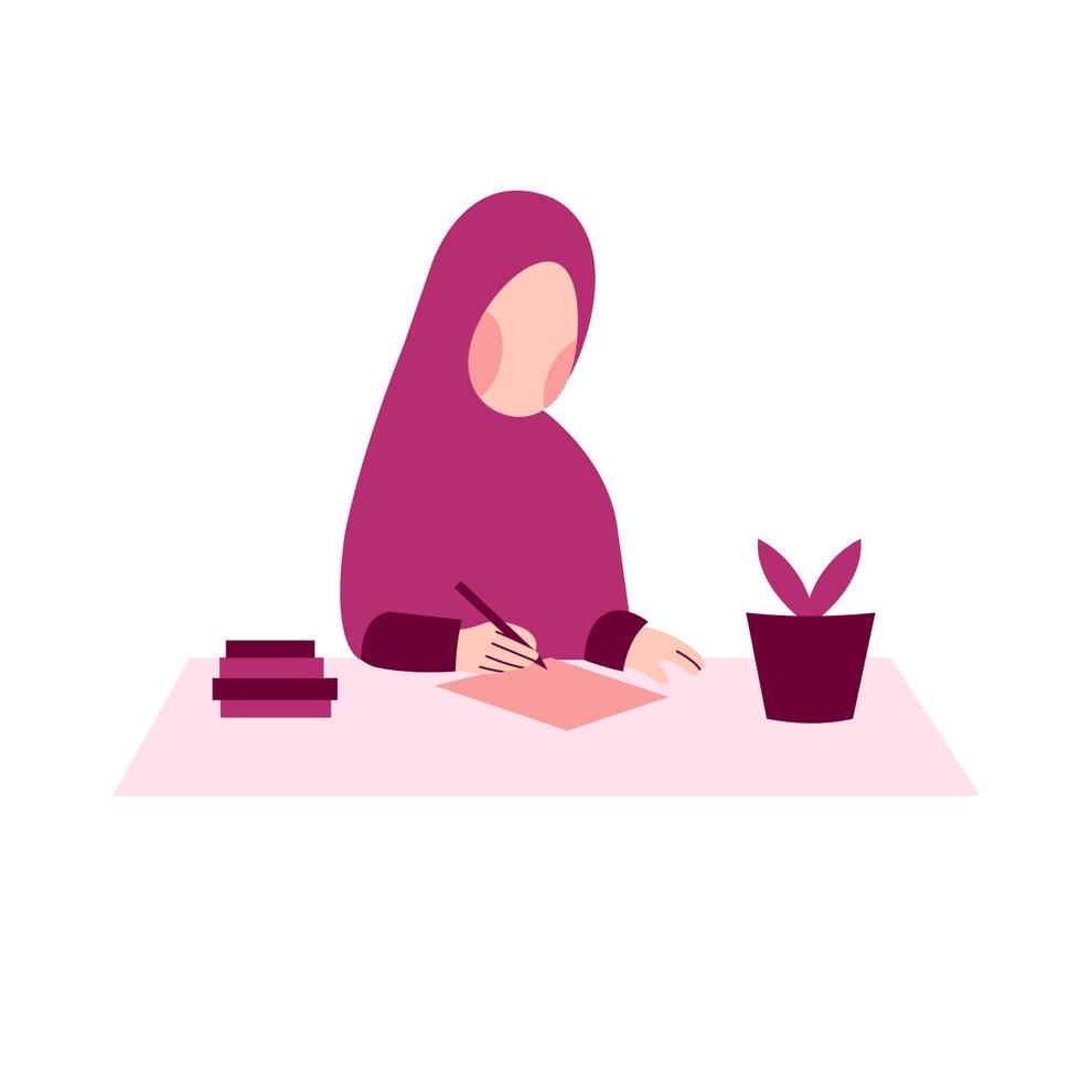 hijab vrouw schrijven vector