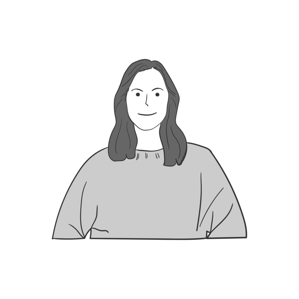 avatar karakter illustratie van een vrouw met lang haar- vector