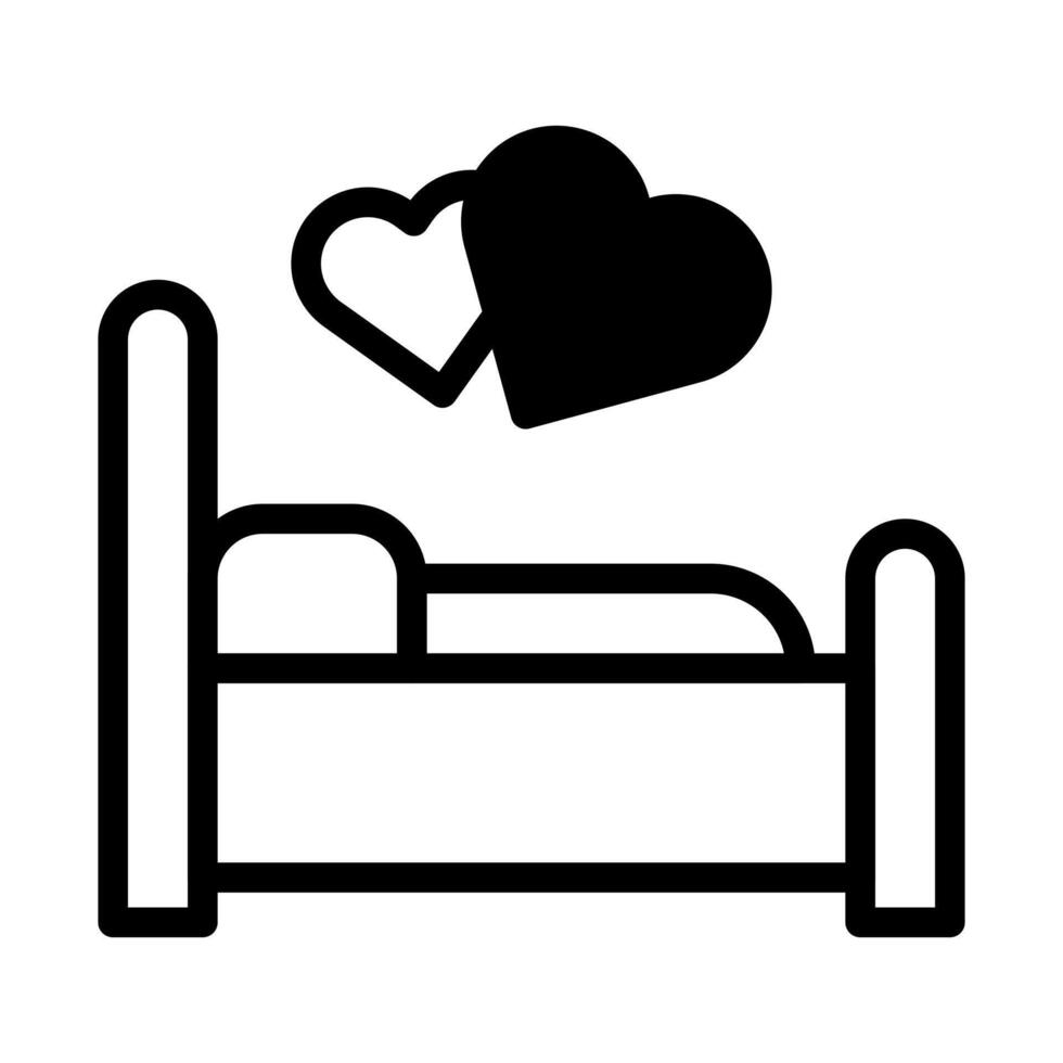 bed icoon duotoon zwart stijl Valentijn illustratie vector element en symbool perfect.