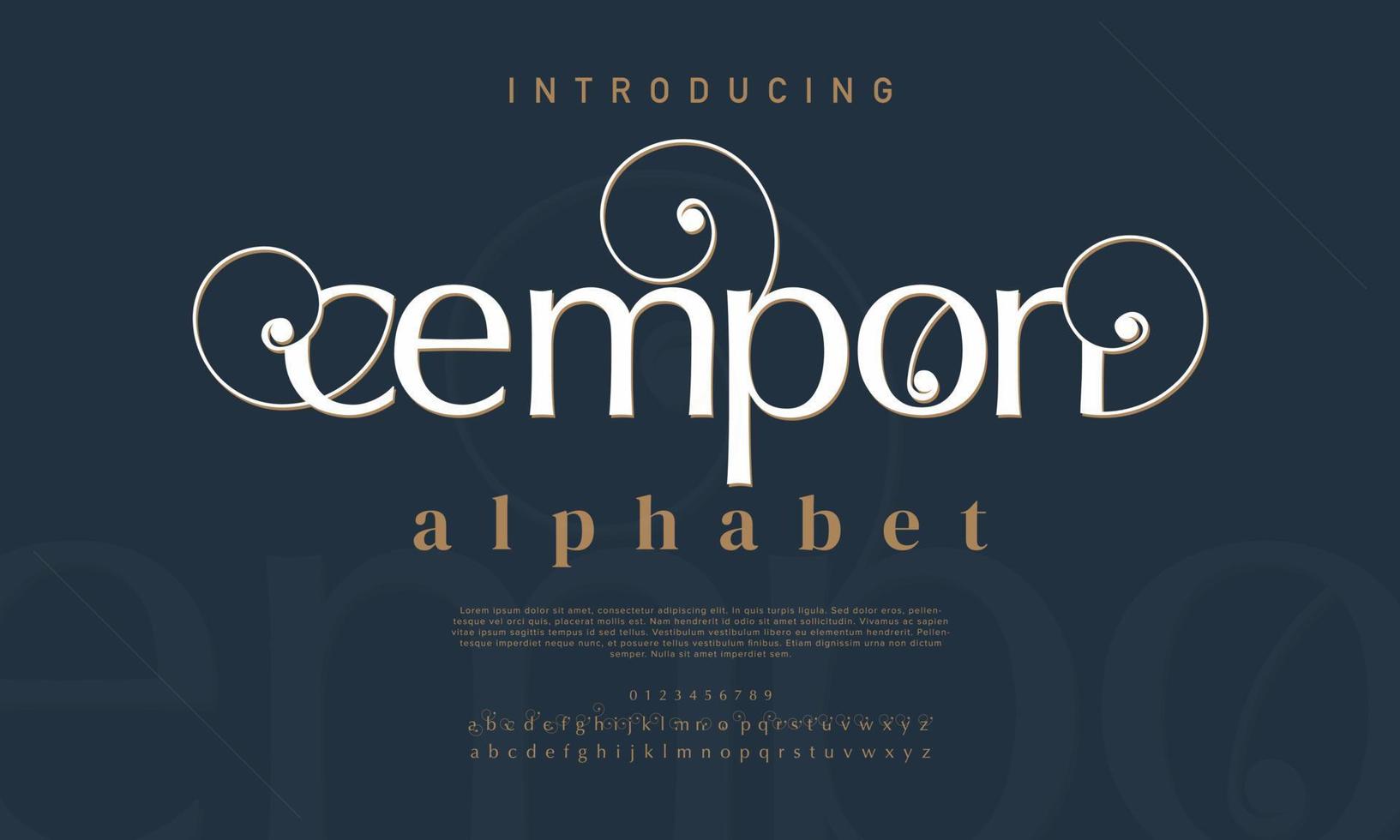 cempon abstract mode doopvont alfabet. minimaal modern stedelijk fonts voor logo, merk enz. typografie lettertype hoofdletters kleine letters en nummer. vector illustratie