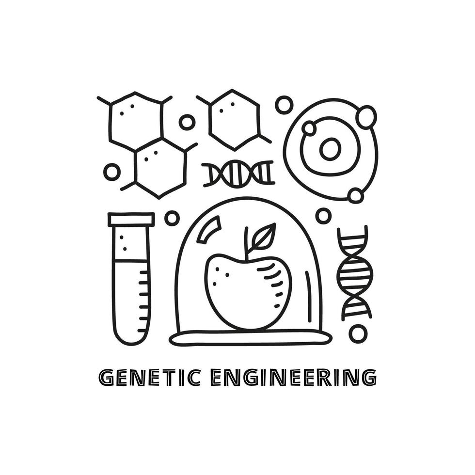 groep van tekening genetisch bouwkunde pictogrammen. vector