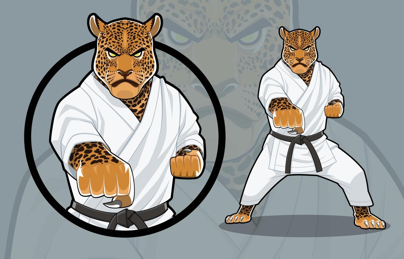 luipaard in karate uniform vector