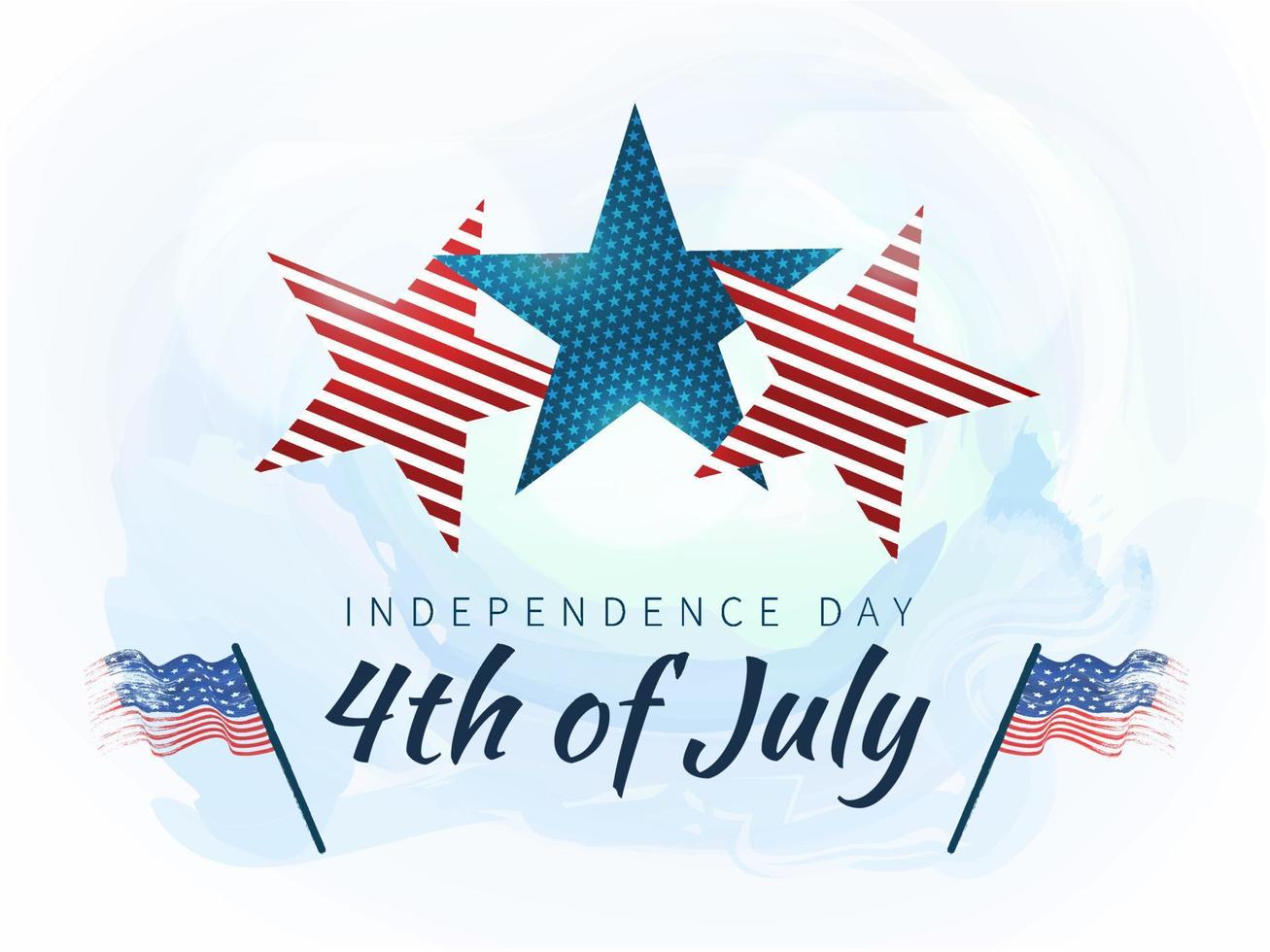 4e van juli onafhankelijkheid dag viering achtergrond met creatief sterren in Amerikaans vlag kleuren. vector