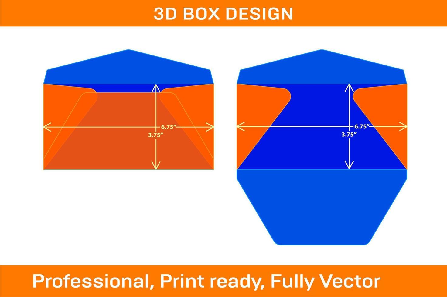 regelmatig envelop ontwerp 3.75x6.75 inch dieline sjabloon en 3d envelop vector