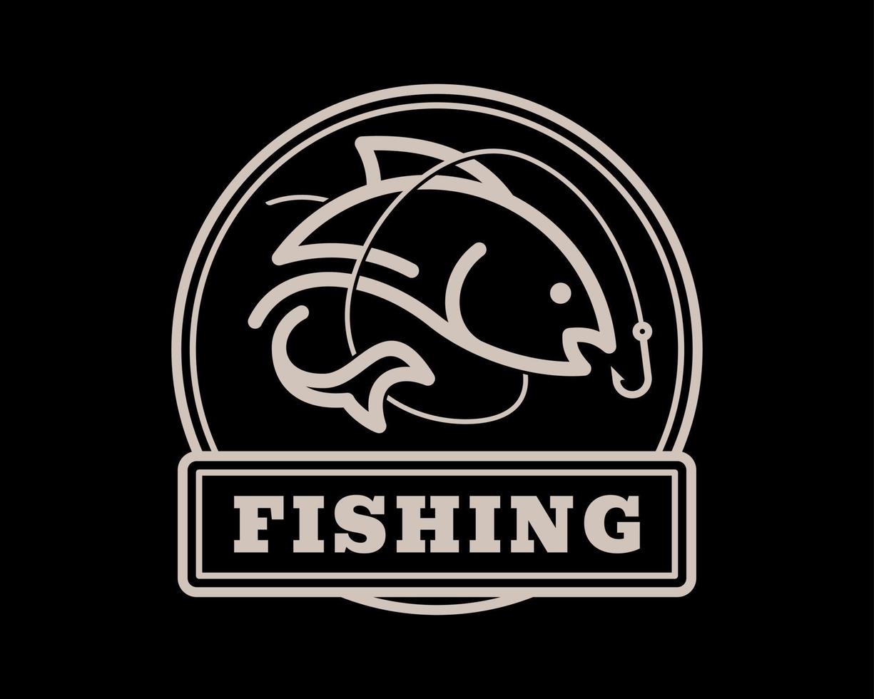 vis haak visvangst vangst aas visser lijn kunst minimalistische wijnoogst postzegel zegel vector logo ontwerp