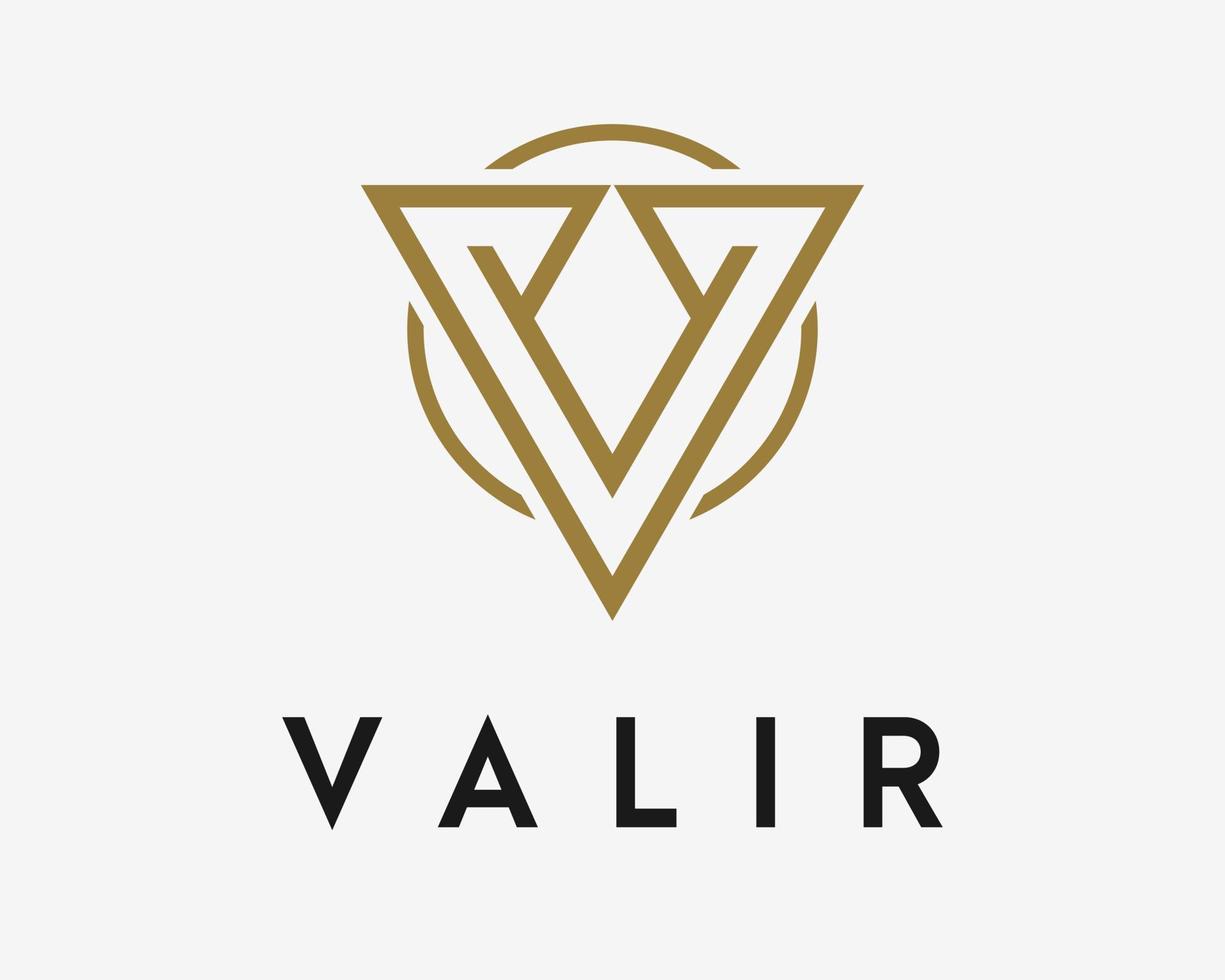 brief v initialen luxe goud elegant lijn kunst lineair gemakkelijk minimalistische monogram vector logo ontwerp