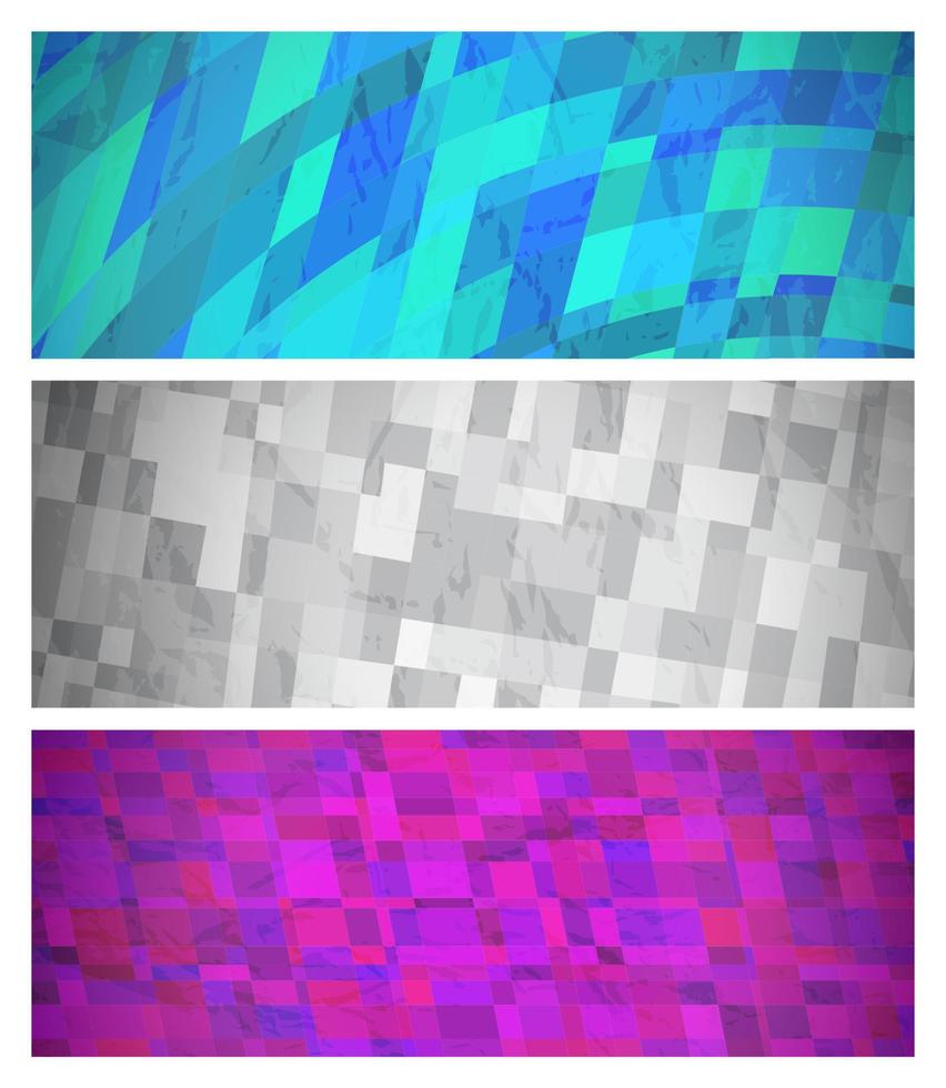 abstract achtergrond met kleurrijk rechthoeken. reeks van drie mooi futuristische dynamisch meetkundig banier ontwerp patroon. vector illustratie