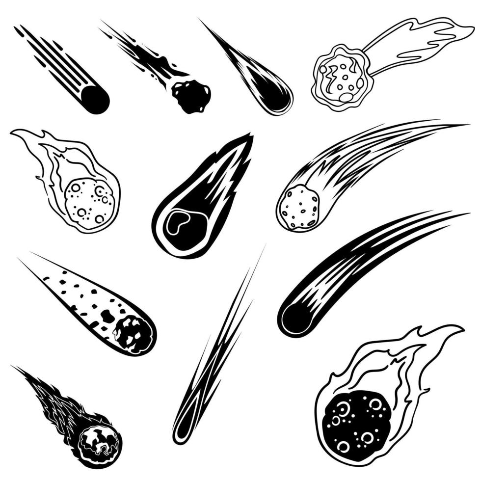 komeet icoon vector set. asteroïde illustratie teken verzameling. meteoriet symbool. kosmos logo.