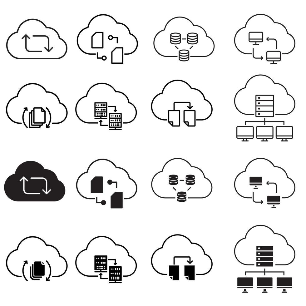 gegevens uitwisseling icoon vector set. wolk server illustratie teken verzameling. gegevens op te slaan symbool. wolk logo.